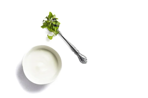 Conceito de beleza, agrião e salada de aveia para pele oleosa — Fotografia de Stock