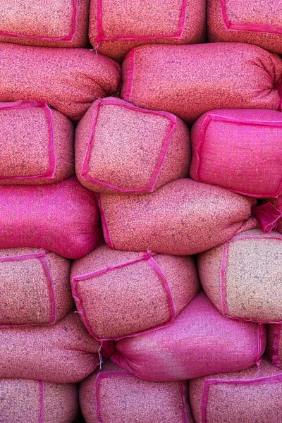 Granos Café Bolsas Rosadas Almacén — Foto de Stock