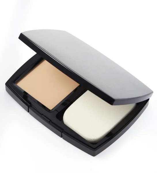 Face powder in black container — Stock Photo, Image