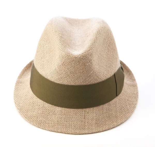 Brown with green ribbon hat — Stock Photo, Image