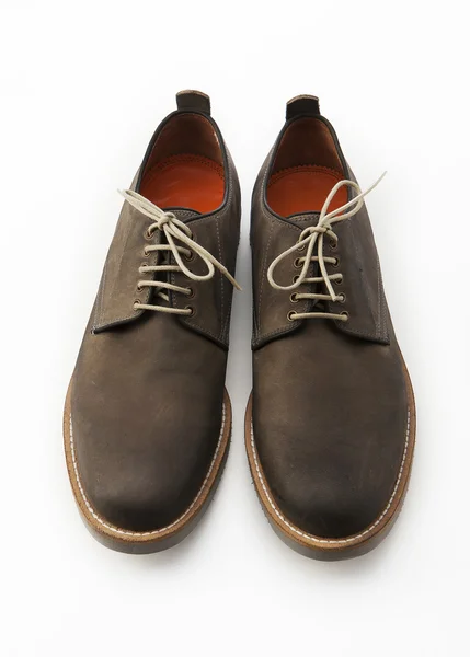Černé kožené boty, samostatný — Stock fotografie