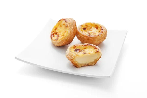 Egg tart on plate — Stock Photo, Image