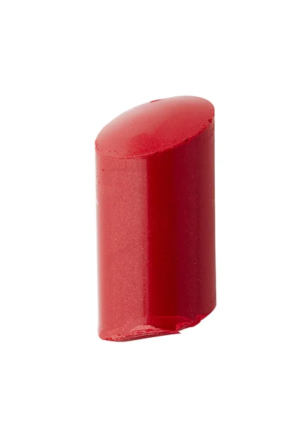 Rode kleur lipstick gesneden op wit papier — Stockfoto