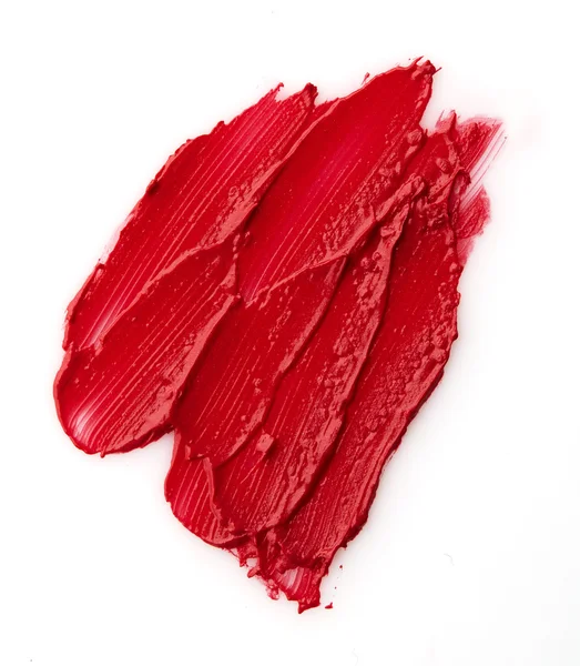 Red colour lipstick stroke on white paper — Stock Photo, Image