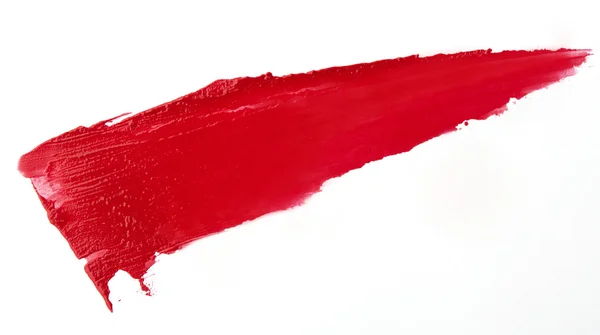 Pincelada de lápiz labial de color rojo sobre papel blanco —  Fotos de Stock