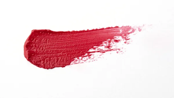 Red colour lipstick stroke on white paper — Stock Photo, Image