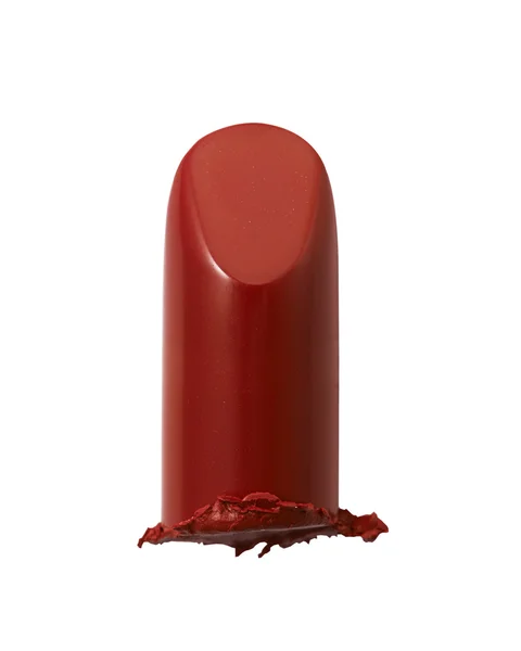 Rote Farbe Lippenstift auf weißem Papier geschnitten — Stockfoto