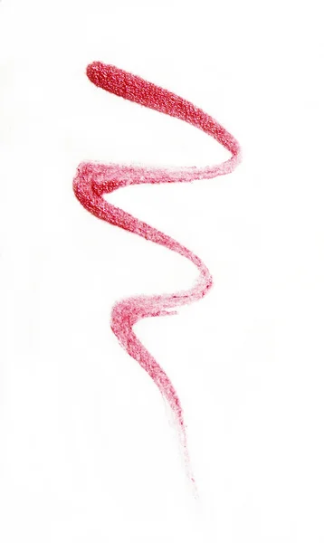 Pincelada de labio rosa sobre fondo blanco — Foto de Stock