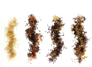 Pirinç tahıl arka plan üzerinde varyasyon