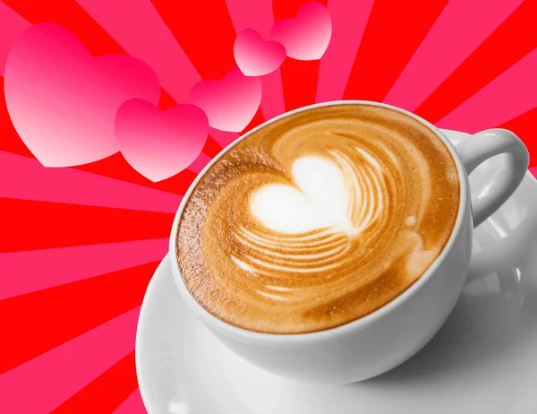 Coffee with latte love art — Stock Photo, Image