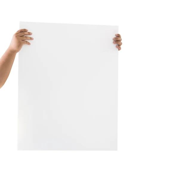 Hands holding empty board on background — Stock Photo, Image