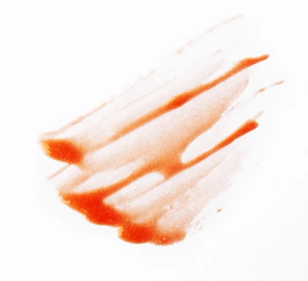 Oranžové lip hrubých tah štětce na bílém pozadí — Stock fotografie
