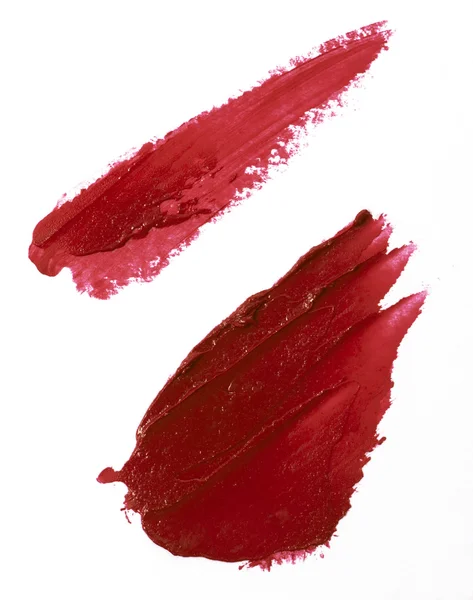 Red colour lipstick stroke on white background — Stock Photo, Image