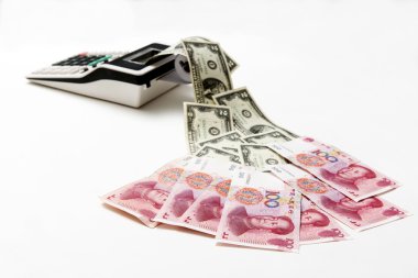 Çin yüz faturalar ve Amerikan 2 dolar faturaları üzerinden dışarı gel 
