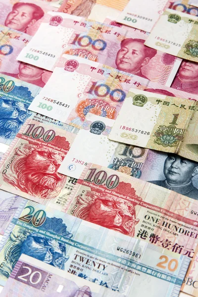 China,Macao and hong kong money bills background