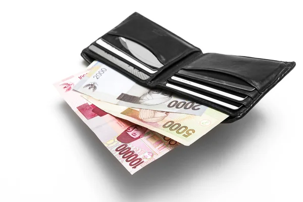 Portafoglio pieno di soldi della rupia indonesiana — Foto Stock
