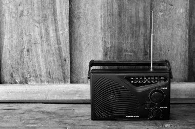 Black and white old transistor radio