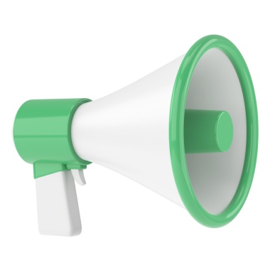 Megafon. Üç boyutlu megafon. 3B illüstrasyon.