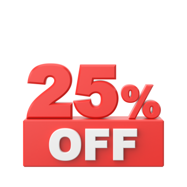 Yüzde yirmi beş indirim. % 25 indirimli. İndirimli pankart dekorasyonu.