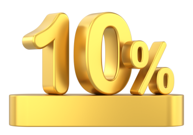 Üç boyutlu. Yüzde on. 3B illüstrasyon.