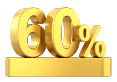 Yüzde 3D 60. 3B illüstrasyon.