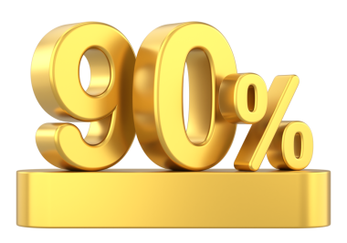 Yüzde 3D 90. 3B illüstrasyon.