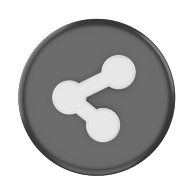 3 boyutlu paylaşım simgesi. Paylaş düğmesi. 3B öge.