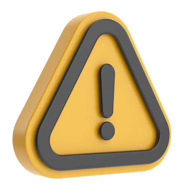 Uyarı işareti. Ünlem işareti. 3B illüstrasyon.