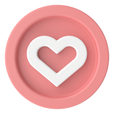 Aşk ikonu. Kalp ikonu. 3B illüstrasyon.