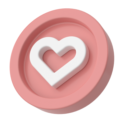 Aşk ikonu. Kalp ikonu. 3B illüstrasyon.