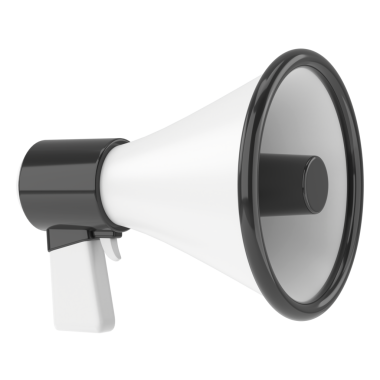 Megafon. Üç boyutlu illüstrasyon. 3B görüntüleme.