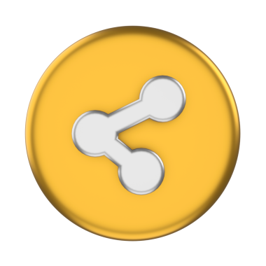 3 boyutlu paylaşım simgesi. Paylaş düğmesi. 3B öge.