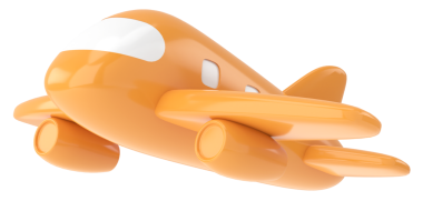 Uçak 3D. Seyahat elemanı. 3B illüstrasyon.