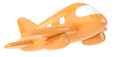 Uçak 3D. Seyahat elemanı. 3B illüstrasyon.