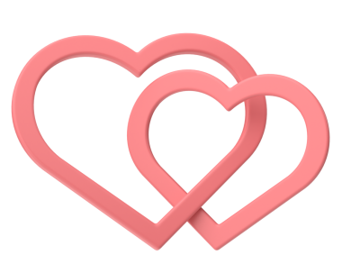 Çift kalp. Üç boyutlu kalp. Sevgililer günü kartı dekorasyonu.