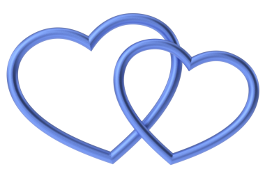 Çift kalp. Üç boyutlu kalp. Sevgililer günü kartı dekorasyonu.