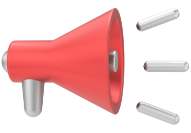 Megafon. Üç boyutlu megafon. 3B illüstrasyon.