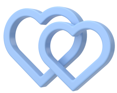 Çift kalp. Üç boyutlu kalp. Sevgililer günü kartı dekorasyonu.