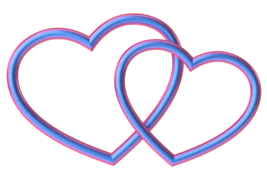 Çift kalp. Üç boyutlu kalp. Sevgililer günü kartı dekorasyonu.