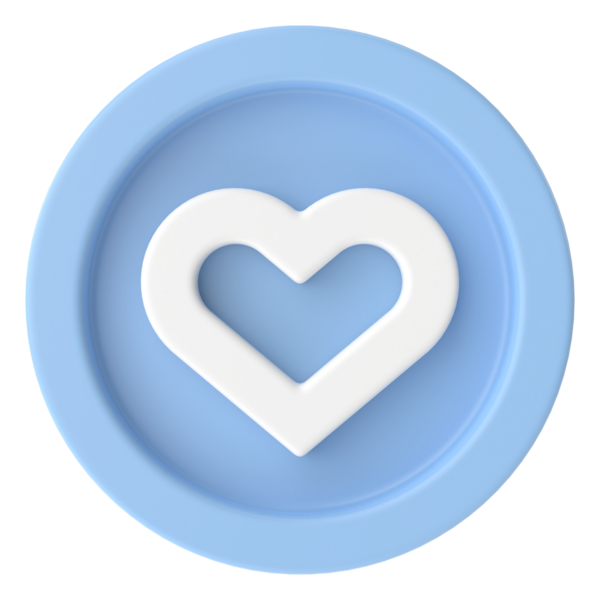 Aşk ikonu. Kalp ikonu. 3B illüstrasyon.