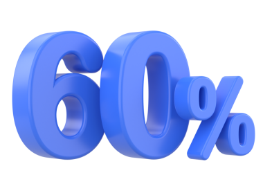 % 60 'ı 3D. Yüzde altmış. 3B illüstrasyon.