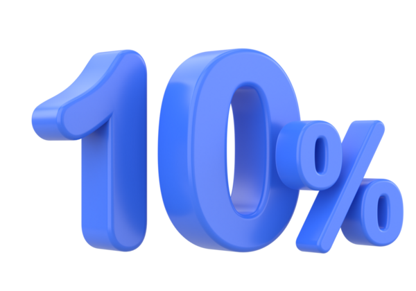 Üç boyutlu% 10. Yüzde on. 3B illüstrasyon.