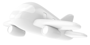 Uçak 3D. Seyahat elemanı. 3B illüstrasyon.