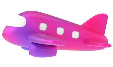 Uçak 3D. Seyahat elemanı. 3B illüstrasyon.