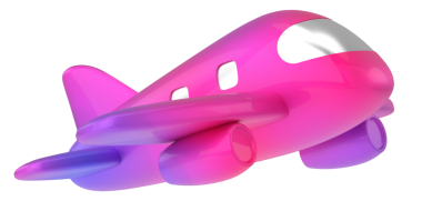 Uçak 3D. Seyahat elemanı. 3B illüstrasyon.