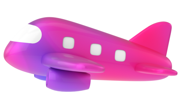 Uçak 3D. Seyahat elemanı. 3B illüstrasyon.