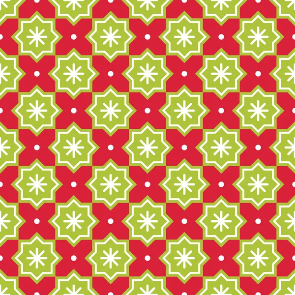 Kerst Abstract Patroon Naadloos Patroon Met Sterrenkoekjes Sneeuwvlokken Een Rode — Stockvector