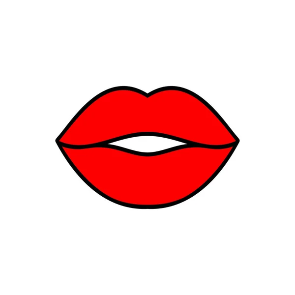 Läpparna Kysser Illustration Vektorikon Symbol Isolerad Vitt Coola Sexiga Röda — Stock vektor