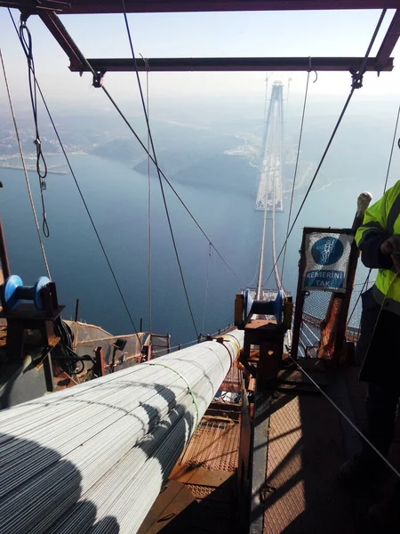 Istanbul Turkiet November 2015 Yavuz Sultan Selim Bosphorus Bridge Construction — Stockfoto