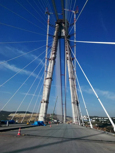 Istanbul Turkiet November 2015 Yavuz Sultan Selim Bosphorus Bridge Construction — Stockfoto